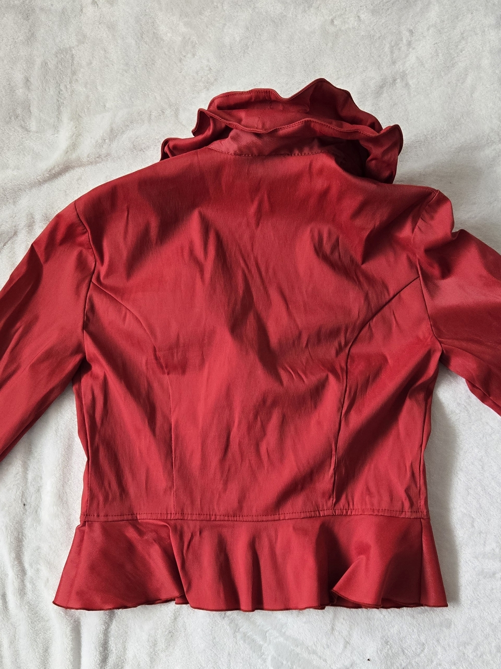 Joseph Ribkoff Red Ruffle Collar Button Blazer - Picture 3 of 4